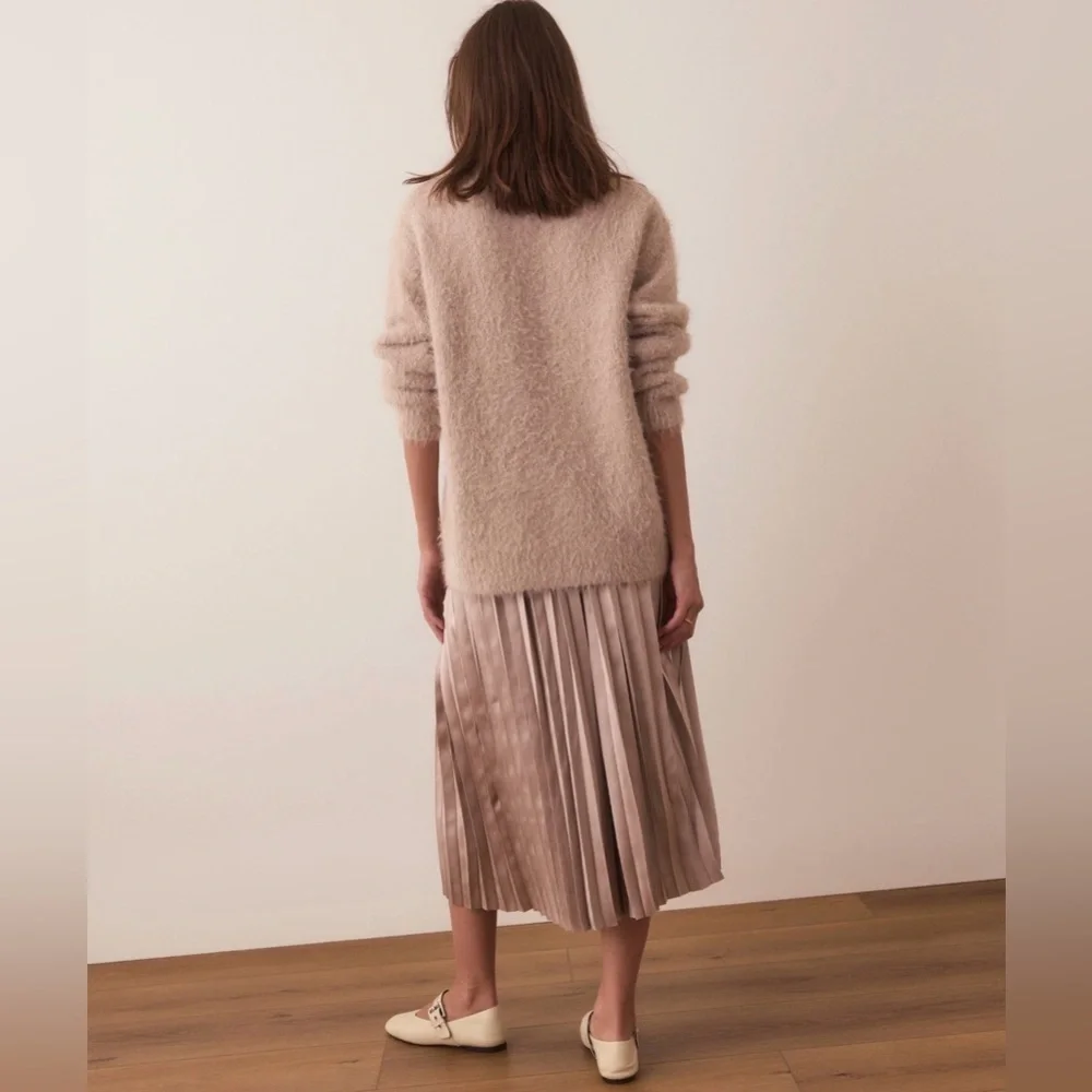 Chelsea Pleated Midi Skirt - Champagne - Picture 5 of 10